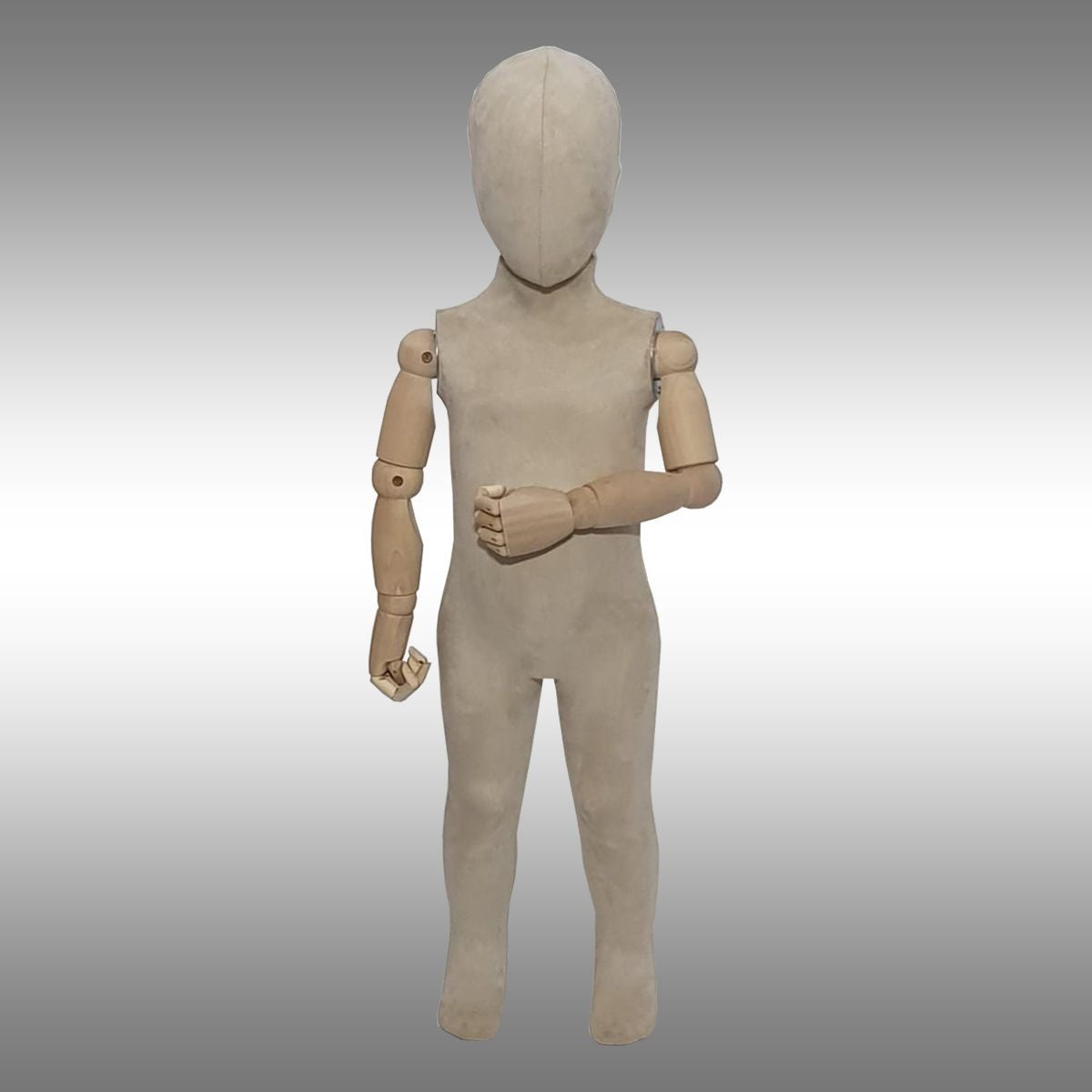 Süet Kumaşlı ve Ahşap Kollu Bızlık Boy Mankeni